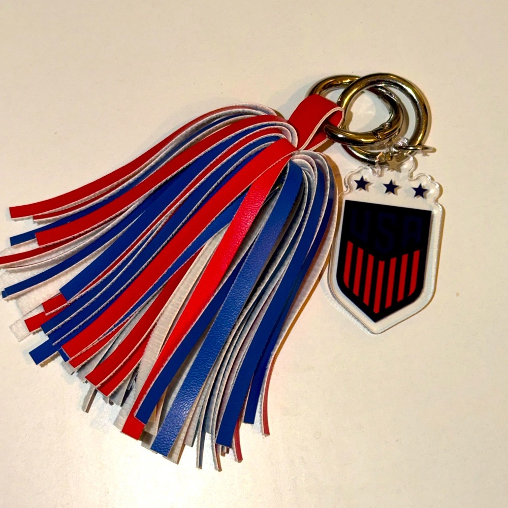 TEAM USA keychain charm pom-pom tassel